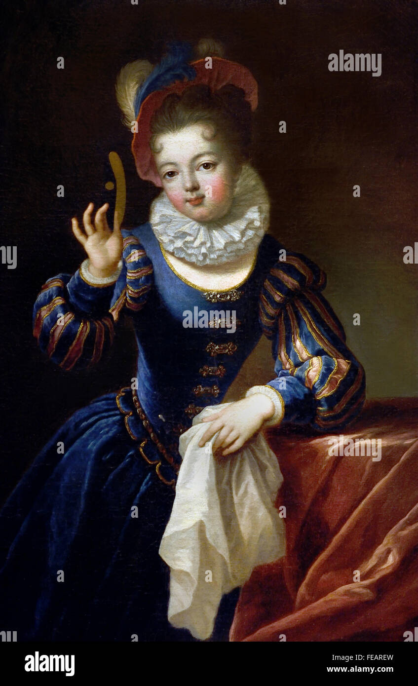 portrait d`une jeune actrice - portrait of a young actress 17/18 th Century Pierre Gobert 1662-1744 France French Stock Photo